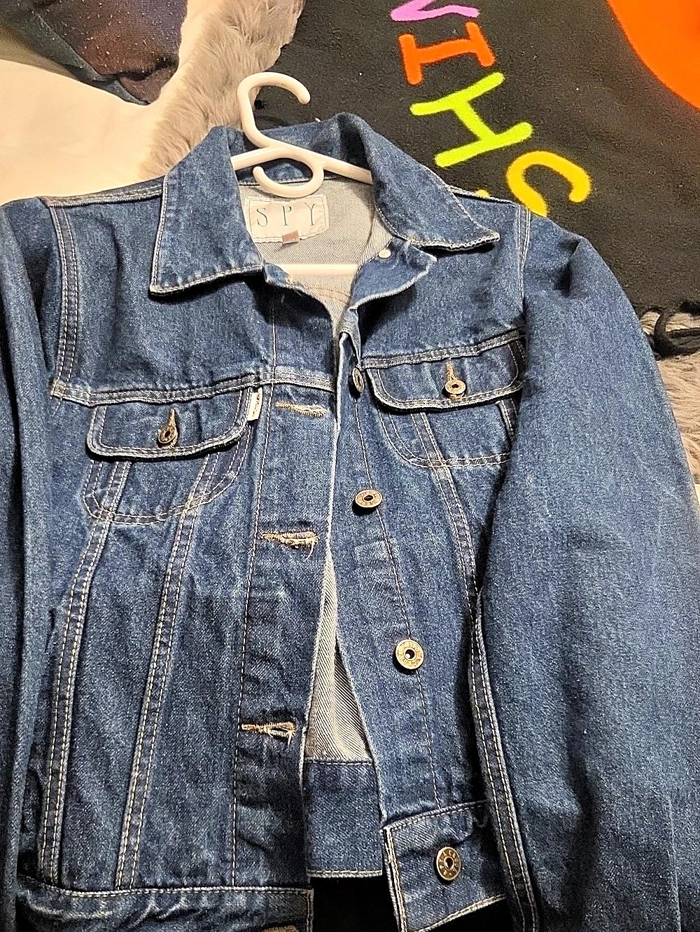 SPY Denim Jacket Size Small Blue